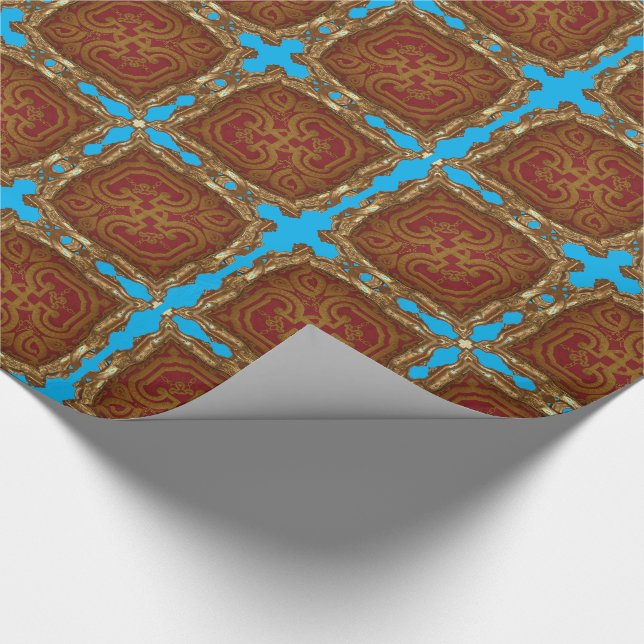 Papier Cadeau Peronnelle Bleu Baroque Papier brillant (Coin)