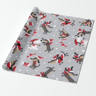 Papier Cadeau Perro salchicha en  Navidad. Dachshund Christmas