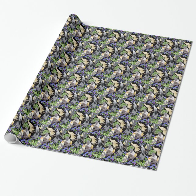 Papier Cadeau Perroquets de Cockatiel en papier d'emballage de (Déroulé)