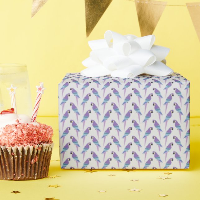 Papier Cadeau Perroquets pourpres (Fête d'anniversaire)