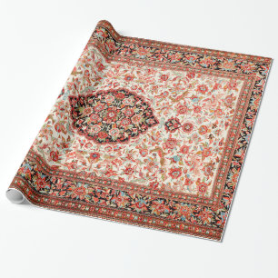 Papier Cadeau Persia Qum Tan Crème Rouge 