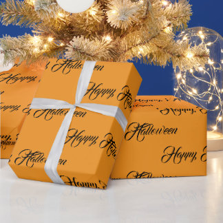 Papier Cadeau Personalized Orange and Black Happy Halloween