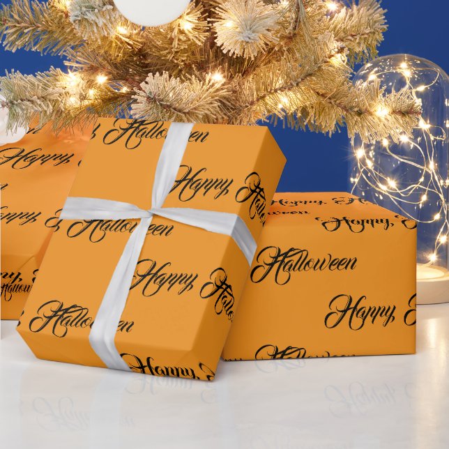 Papier Cadeau Personalized Orange and Black Happy Halloween (Vacances)