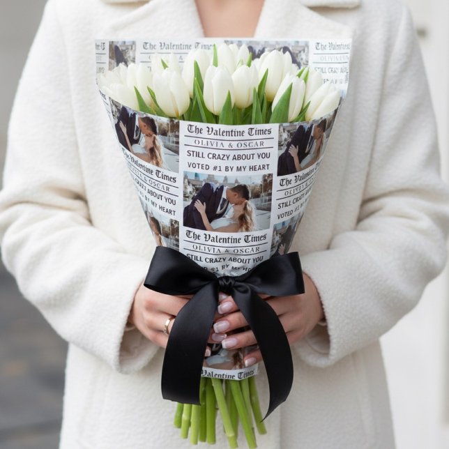Papier Cadeau Personalized Valentine Newspaper Photo  (Créateur téléchargé)