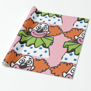 Papier Cadeau Personnage de clown fantaisiste aux cheveux orange