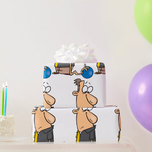 Papier Cadeau Personnage de joueur de quilles triste et drôle av
