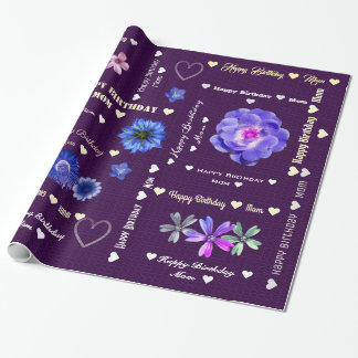 Papier Cadeau Personnalisable Joyeux Anniversaire Maman Eggplant
