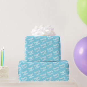 Papier Cadeau Personnalisable Joyeux Pâques Bleu clair