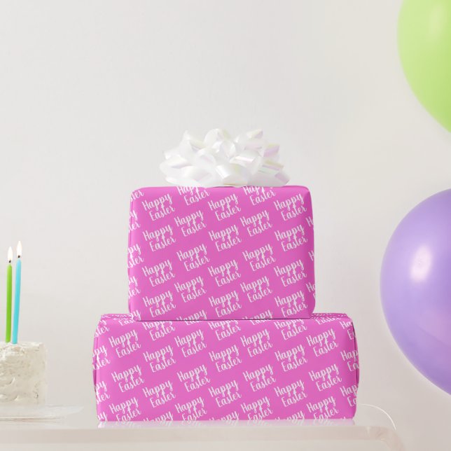 Papier Cadeau Personnalisable Joyeux Pâques rose (Cadeaux de fête)