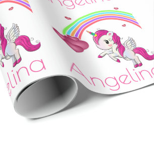 Papier Cadeau Personnalisation de l'Unicorne Magique Rainbow