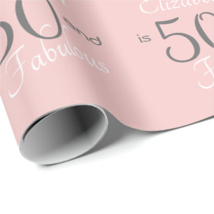 Papier Cadeau Personnalisé 50 et Fabulous Pink 50e anniversaire