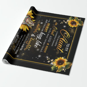 Papier Cadeau Personnalisé À Ma Superbe Tante Blanche Tournesol