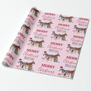 Papier Cadeau Personnalisé Animaux de Noël amusants Chapeaux de 