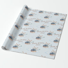 Papier cadeau personnalisé anniversaire hélicoptèr