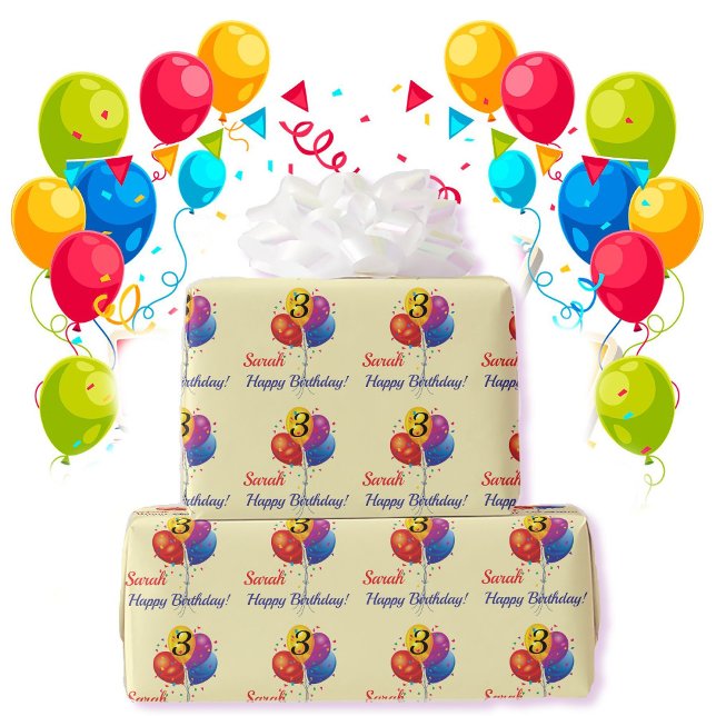 Papier Cadeau PERSONNALISÉ Anniversaire Papier à envelopper NOM  (Créateur téléchargé)