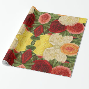 Papier Cadeau Personnalisé Antique Vintage Rouge Blanc Rose Jaun