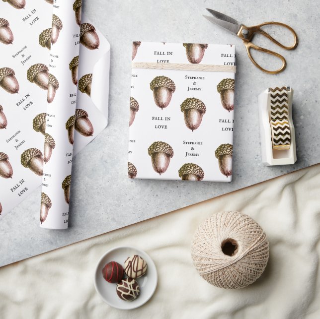 Papier Cadeau Personnalisé Automne Acorns Mariage Woodland (Artisanat)