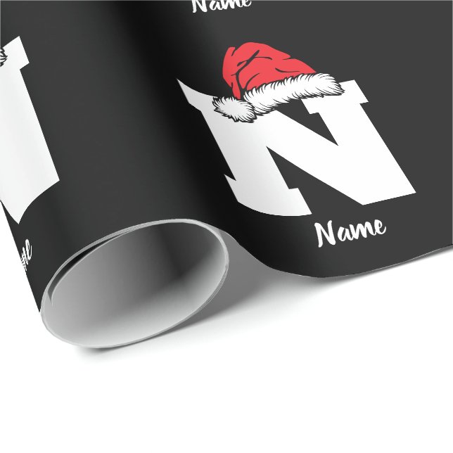 Papier Cadeau Personnalisé Avec Le Nom Personnalisé Monogramme N (Coin rond)