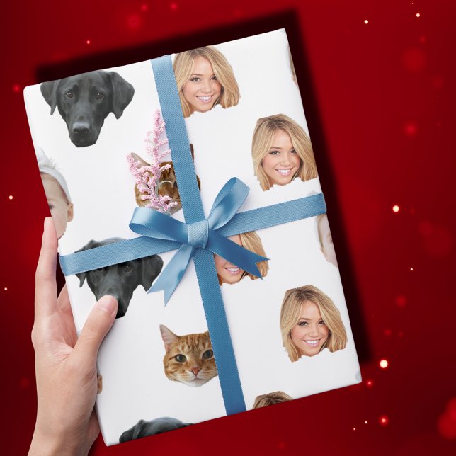 Papier Cadeau Personnalisé Couette Famille Face 4 Photos (Créateur téléchargé)