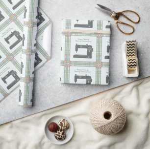 Papier Cadeau Personnalisé Élégant Joyeux Machine à coudre Jour