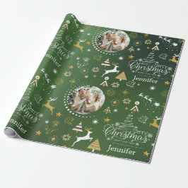 Papier Cadeau Personnalisé Emerald Green Joyeux cadeau de Noël W