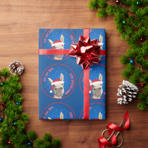 Papier Cadeau Personnalisé Funny Donkey Père Noël Pun 2025 Holid