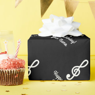 Papier Cadeau Personnalisé G Clef Treble note musicale Annivers