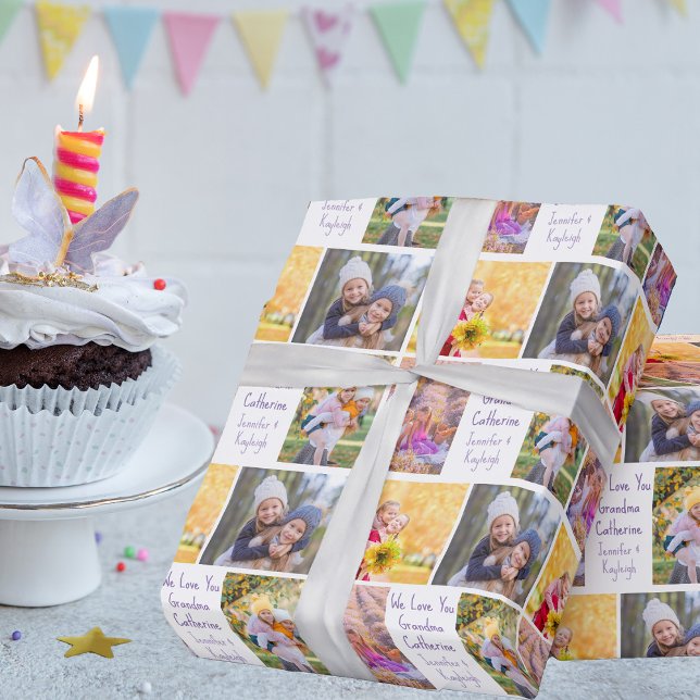 Papier Cadeau Personnalisé Grand-mère Anniversaire Petits-enfant (Créateur téléchargé)