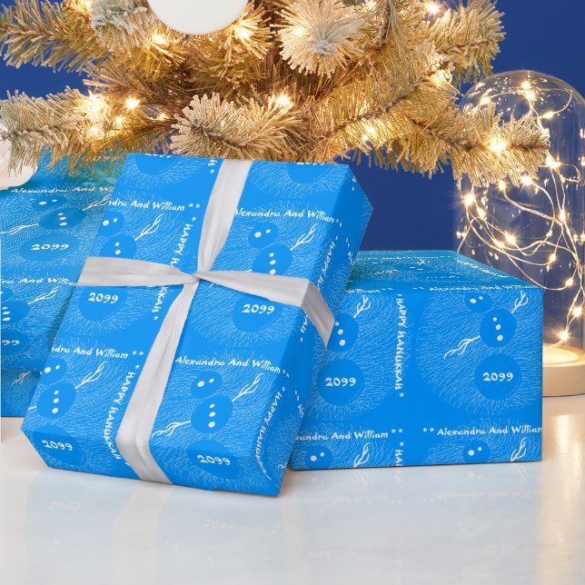 Papier Cadeau Personnalisé Happy Hanoukka Fun Snowman (Vacances)