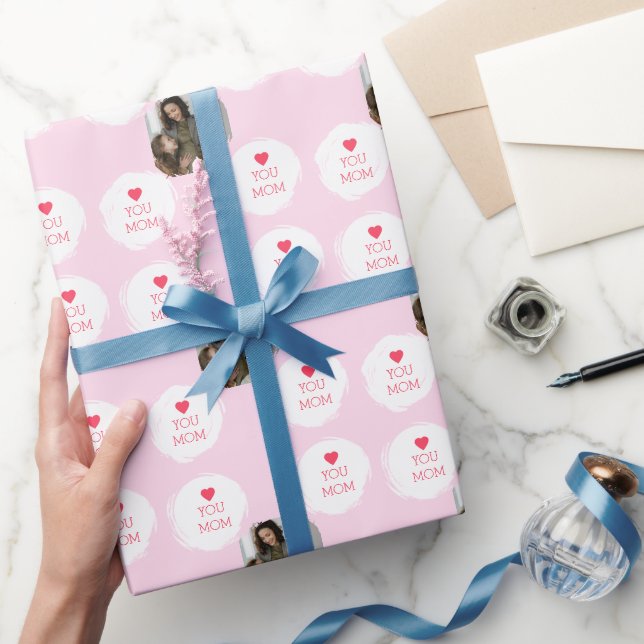 Papier Cadeau Personnalisé Love You Mom Photo | Enveloppe cadeau (Cadeaux)