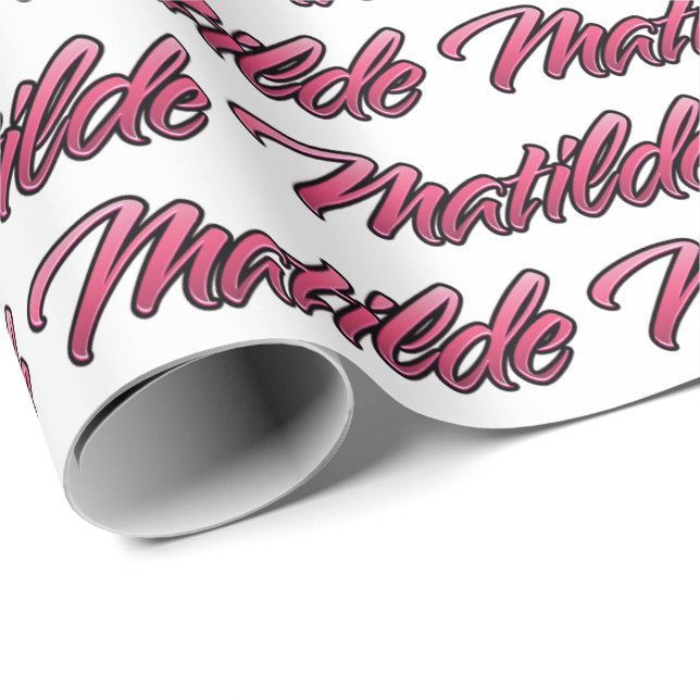 Papier cadeau personnalisé Matilde faded rose (Coin rond)
