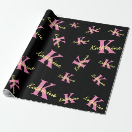 Papier Cadeau Personnalisé Monogramme Noir moderne
