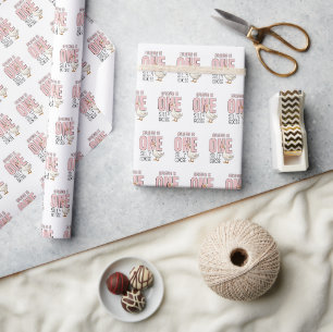 Papier Cadeau Personnalisé Rose moderne une oie sotte premier an
