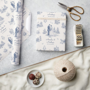 Papier cadeau personnalisé Toile de Jouy style mar