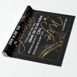 Papier Cadeau Personnalisée à la femme de mon mécanicien, Marié
