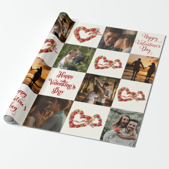 Papier Cadeau Personnaliser 10 Photos Heureuse Sainte-Valentin R (Déroulé)