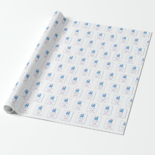 Papier Cadeau Personnaliser, Adulte Baptême Dove on Blue