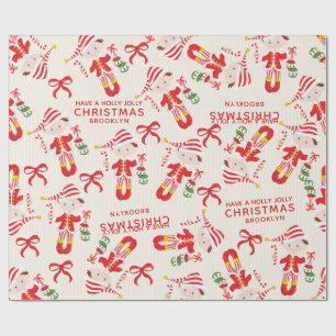 Papier Cadeau Personnaliser Brunette Boy Elf