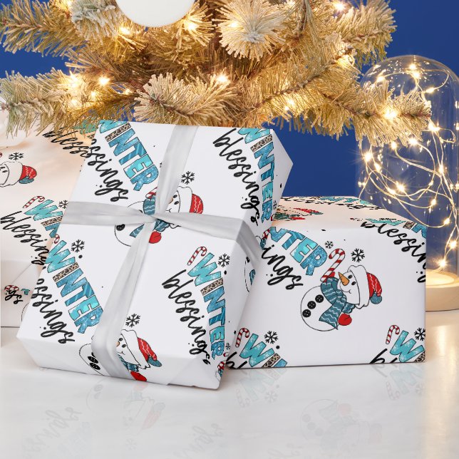 Papier Cadeau Personnaliser des Bénédictions d'hiver (Vacances)