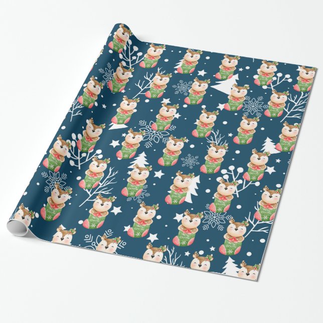 Papier Cadeau Personnaliser des fêtes des cerfs (Déroulé)