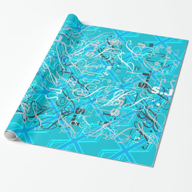 Papier Cadeau Personnaliser Drapeau Union Jack Turquoise (Déroulé)