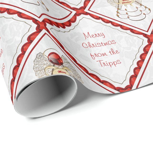 Papier Cadeau Personnaliser - Filigree Joyeux Noël Angel (Coin rond)