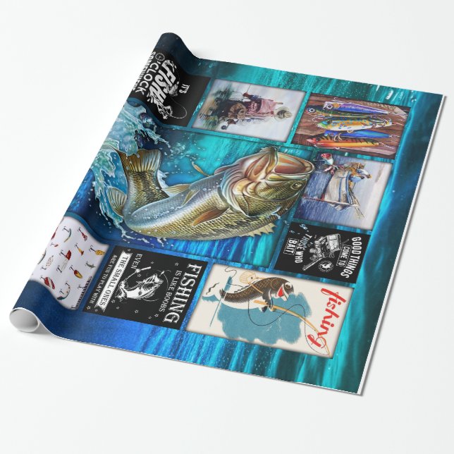 Papier Cadeau Personnaliser Funny Fisherman's Fishing Lover cade (Déroulé)