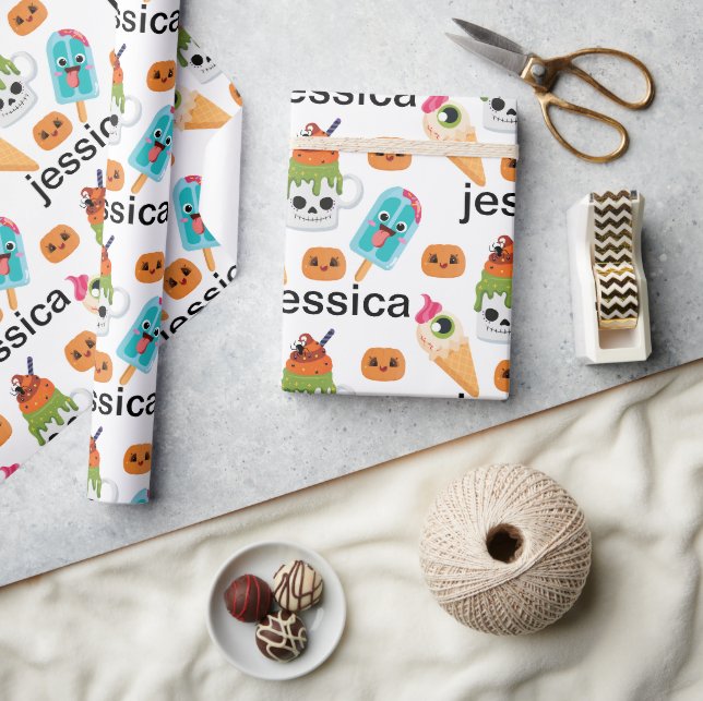 Papier Cadeau Personnaliser Funny Ice Cream & Motif Citrouille (Artisanat)