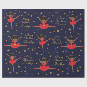 Papier Cadeau Personnaliser la Ballerina de Noël afro-américai