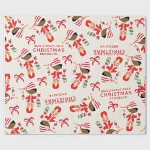 Papier Cadeau Personnaliser le elfe de Noël afro-américain