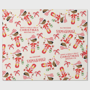 Papier Cadeau Personnaliser le elfe de Noël afro-américain