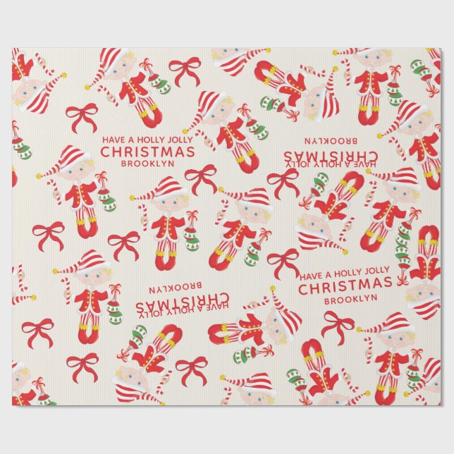 Papier Cadeau Personnaliser le petit elfe de Blonde (Plat)