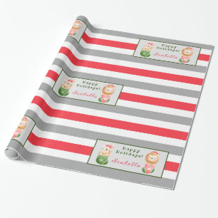 Papier Cadeau Personnaliser Lion et Chat Texte et nom