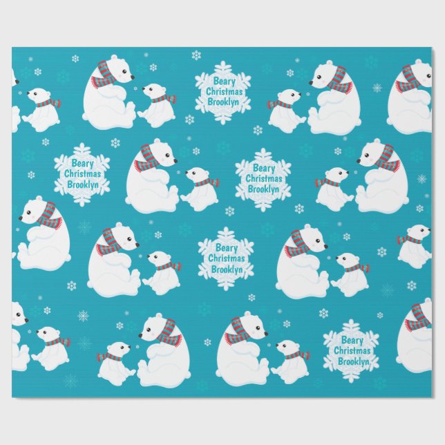 Papier Cadeau Personnaliser l'ours polaire (Plat)